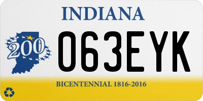 IN license plate 063EYK