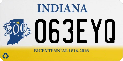 IN license plate 063EYQ