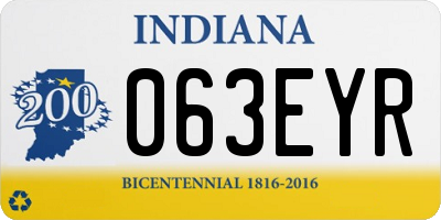 IN license plate 063EYR