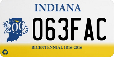 IN license plate 063FAC