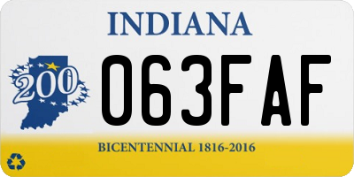 IN license plate 063FAF