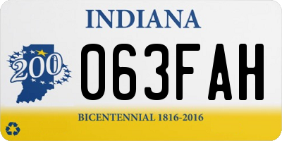 IN license plate 063FAH