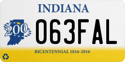 IN license plate 063FAL