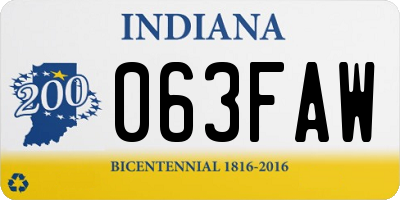 IN license plate 063FAW