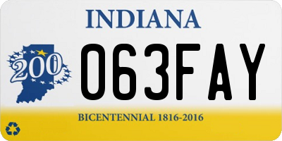 IN license plate 063FAY