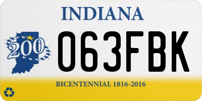 IN license plate 063FBK