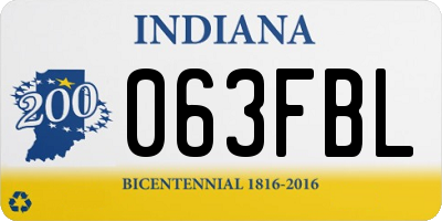 IN license plate 063FBL