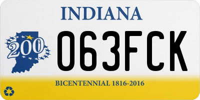 IN license plate 063FCK