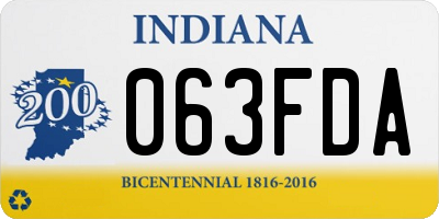 IN license plate 063FDA