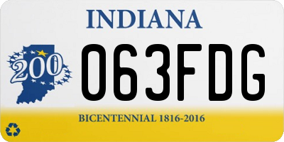 IN license plate 063FDG