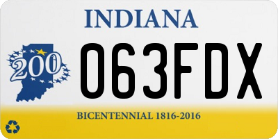 IN license plate 063FDX