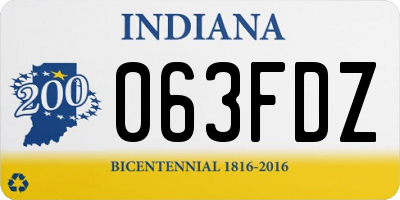 IN license plate 063FDZ