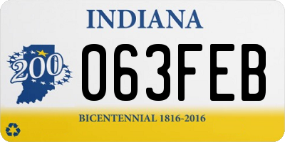 IN license plate 063FEB
