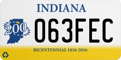 IN license plate 063FEC