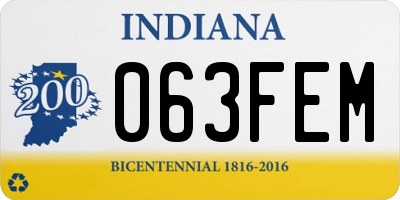 IN license plate 063FEM