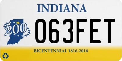 IN license plate 063FET
