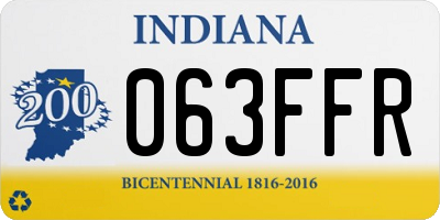 IN license plate 063FFR