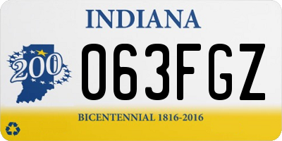 IN license plate 063FGZ