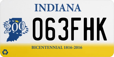 IN license plate 063FHK