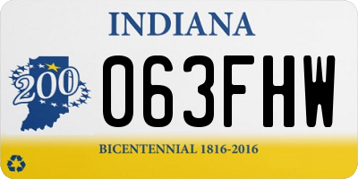 IN license plate 063FHW
