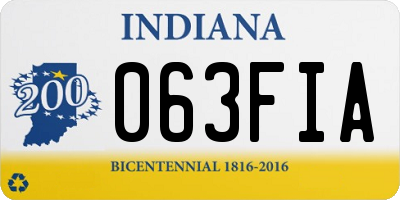 IN license plate 063FIA