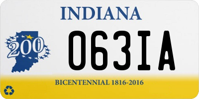 IN license plate 063IA
