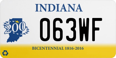 IN license plate 063WF