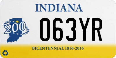 IN license plate 063YR
