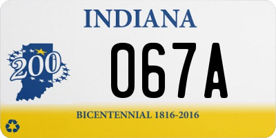 IN license plate 067A