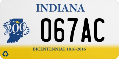 IN license plate 067AC