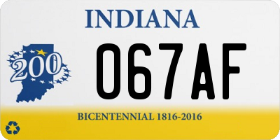 IN license plate 067AF