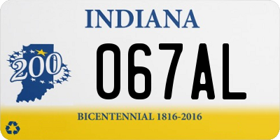 IN license plate 067AL