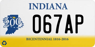 IN license plate 067AP