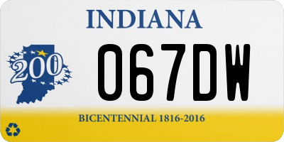 IN license plate 067DW