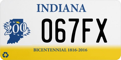 IN license plate 067FX