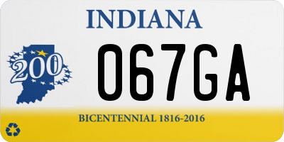 IN license plate 067GA