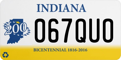 IN license plate 067QUO