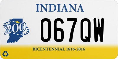 IN license plate 067QW