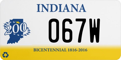 IN license plate 067W
