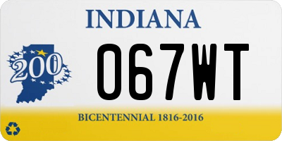 IN license plate 067WT