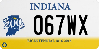 IN license plate 067WX