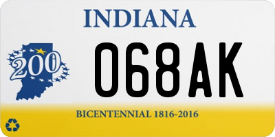 IN license plate 068AK