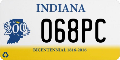 IN license plate 068PC