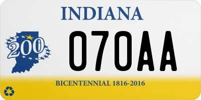 IN license plate 070AA