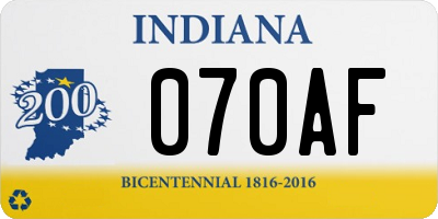 IN license plate 070AF