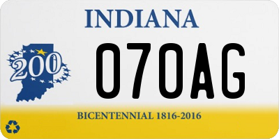 IN license plate 070AG