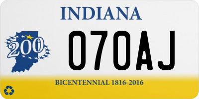 IN license plate 070AJ