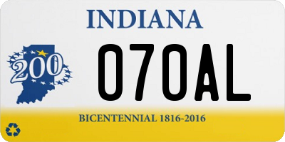 IN license plate 070AL