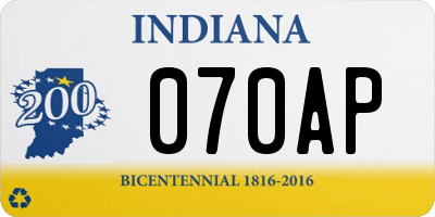 IN license plate 070AP