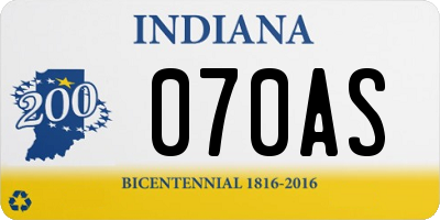 IN license plate 070AS